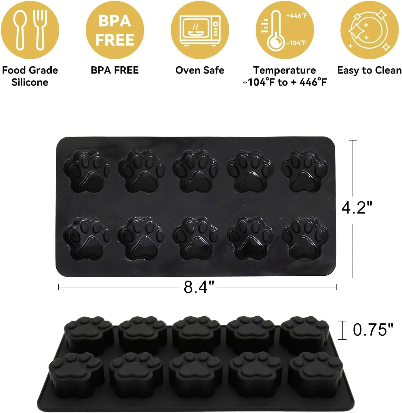 Moldes de silicona para cachorros y perros, moldes antiadherentes para hornear, chocolate, dulces, gelatina, cubitos de hielo, galletas, paquete de 2