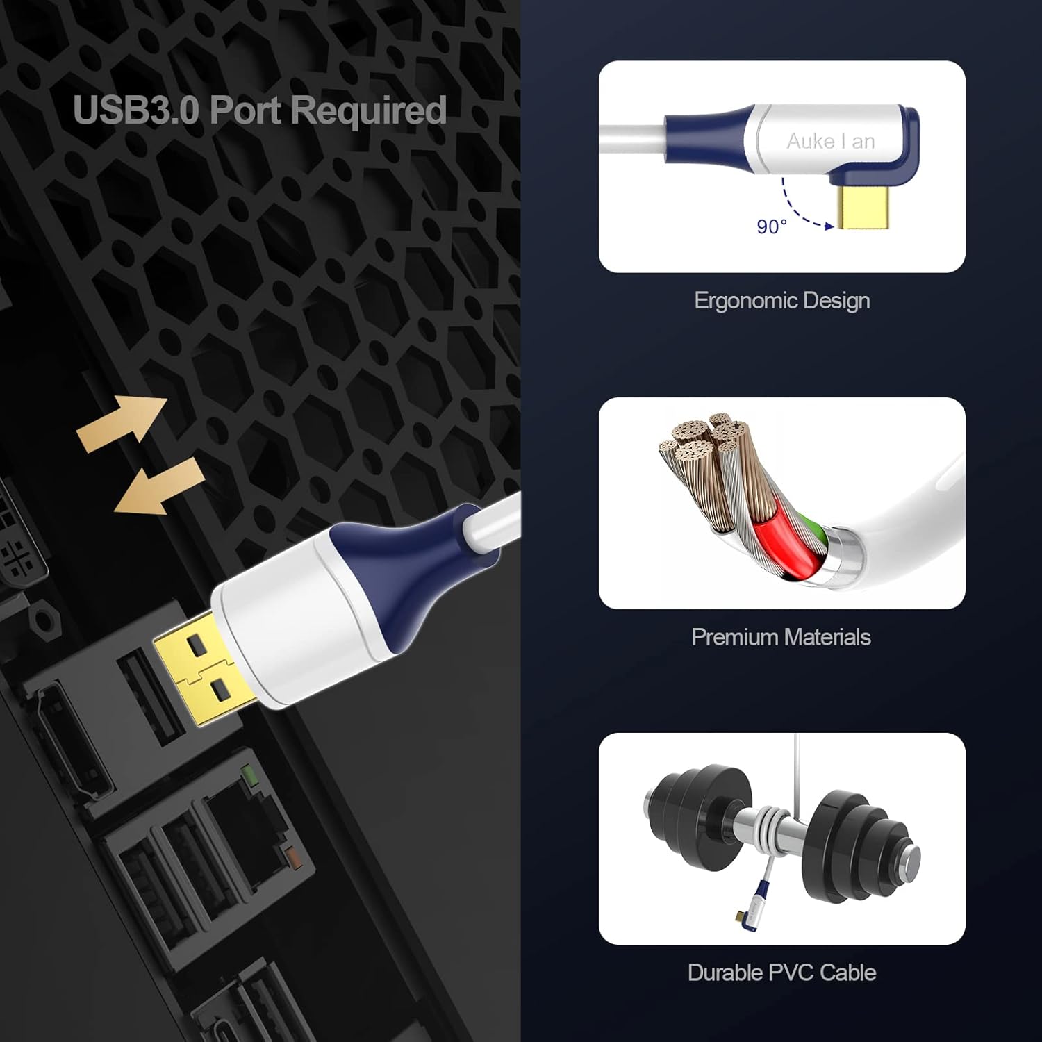 Cable de enlace de 10 pies compatible con accesorios Quest2ProPico4, cable de enlace VR para PCSteam VR, transferencia de datos de alta velocidad,
