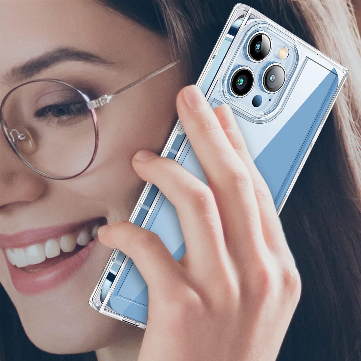 Funda cuadrada compatible con iPhone 15 Pro Max de 6.7 pulgadas, funda transparente con esquinas cuadradas reforzadas, TPU suave + policarbonato a