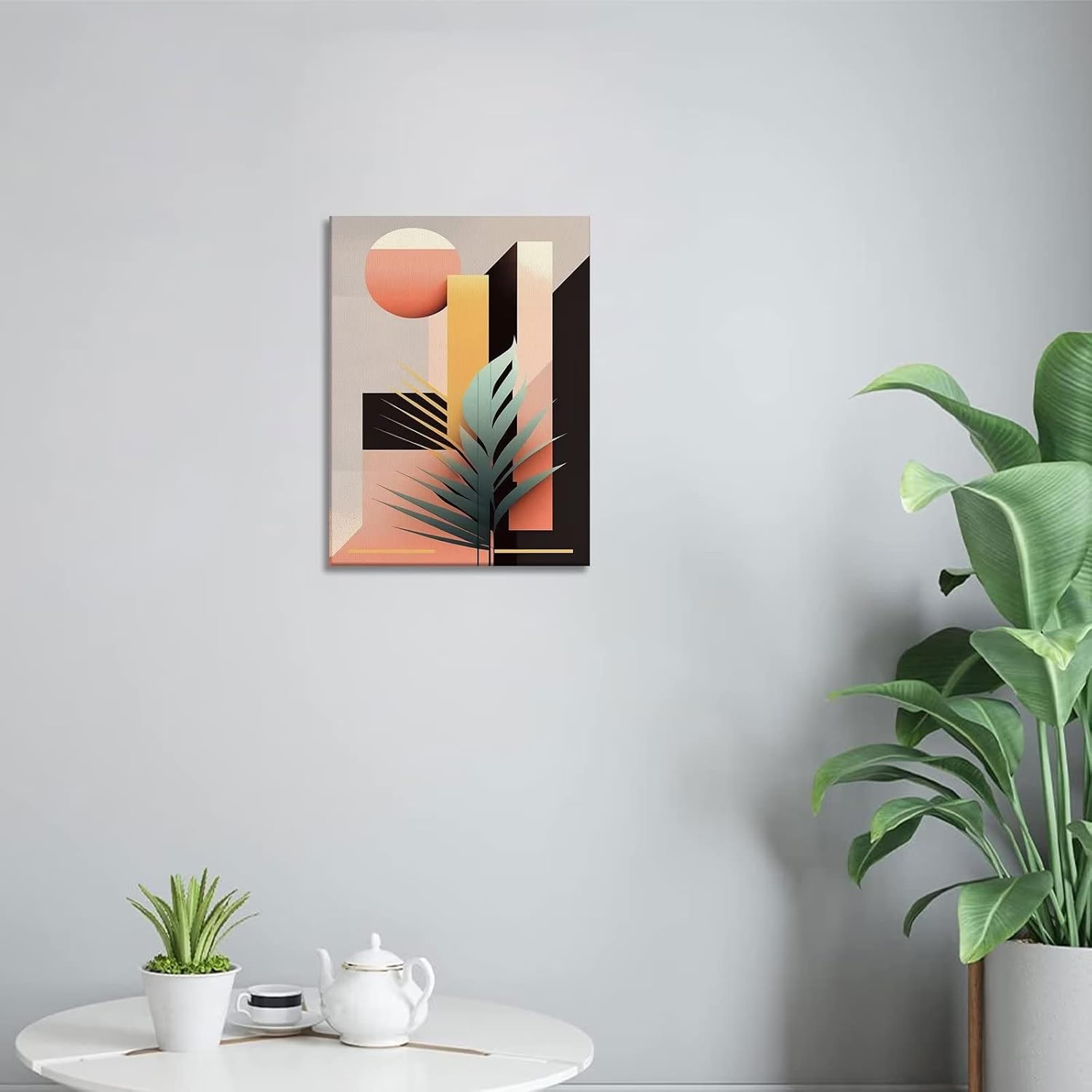 Solitar Pintura minimalista para pared de sala de estar, arte de plantas, decoración de pared de restaurante medieval, apariencia del día de la hoja