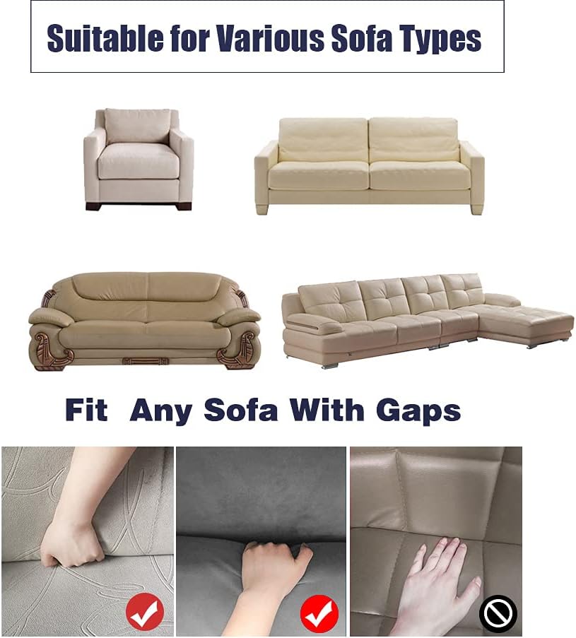 OSVAW Funda para sillón, funda de sofá de sirsaca de 1 pieza, elástica, lisa, de alta elasticidad, duradero, protector de muebles con falda (crema