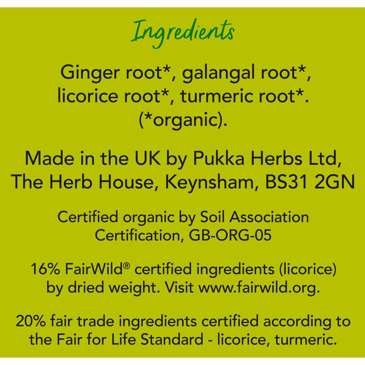 Pukka – Té de hierbas orgánico de tres jengibre, sin cafeína, Kosher, certificado orgánico USDA, 20 unidades (paquete de 4)