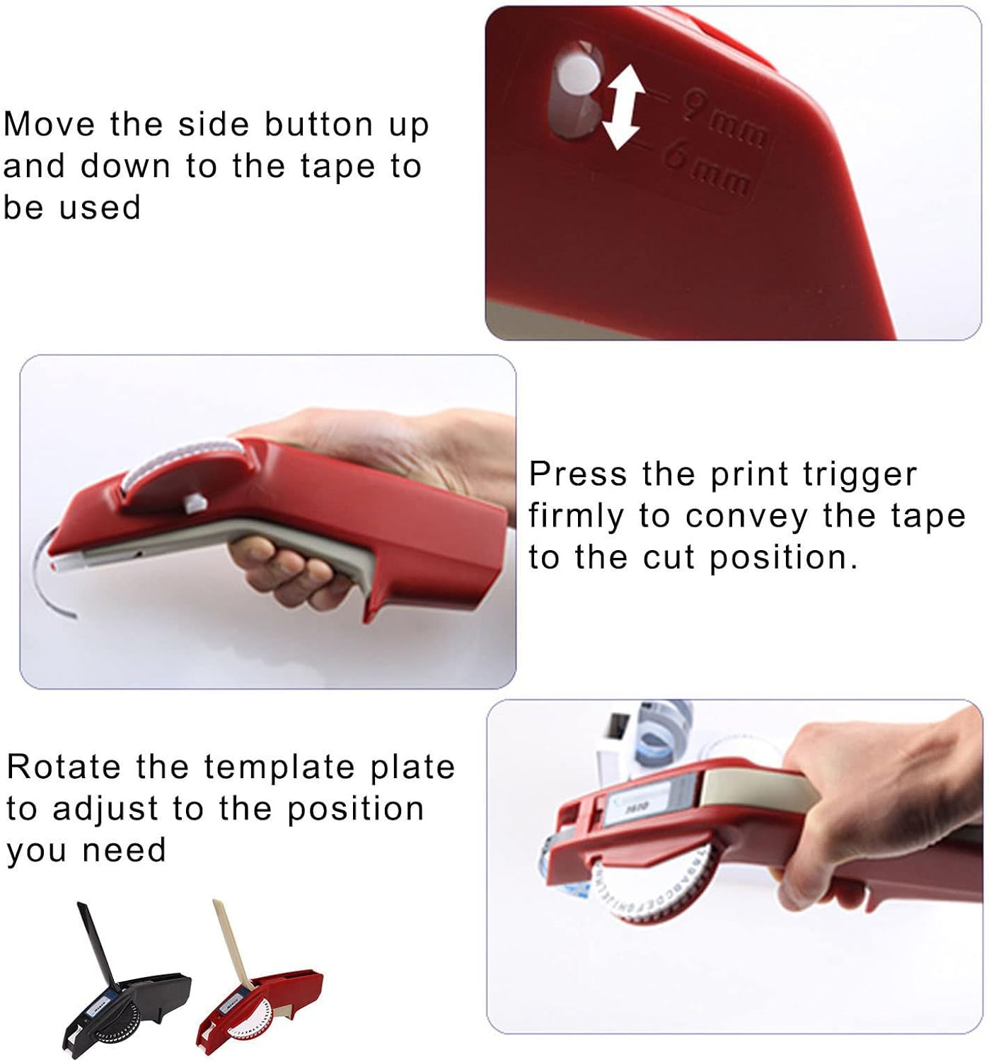 Impresora de etiquetas en relieve, impresora manual de etiquetas ABS de alta calidad, letras de números claras fuertes y duraderas para oficina,