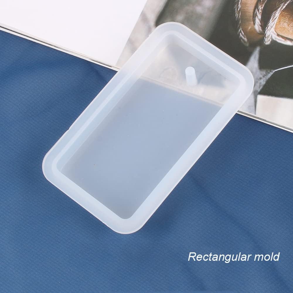 6 piezas de llavero rectangular de silicona para llavero de resina epoxi, molde rectangular de resina para manualidades, joyería colgante