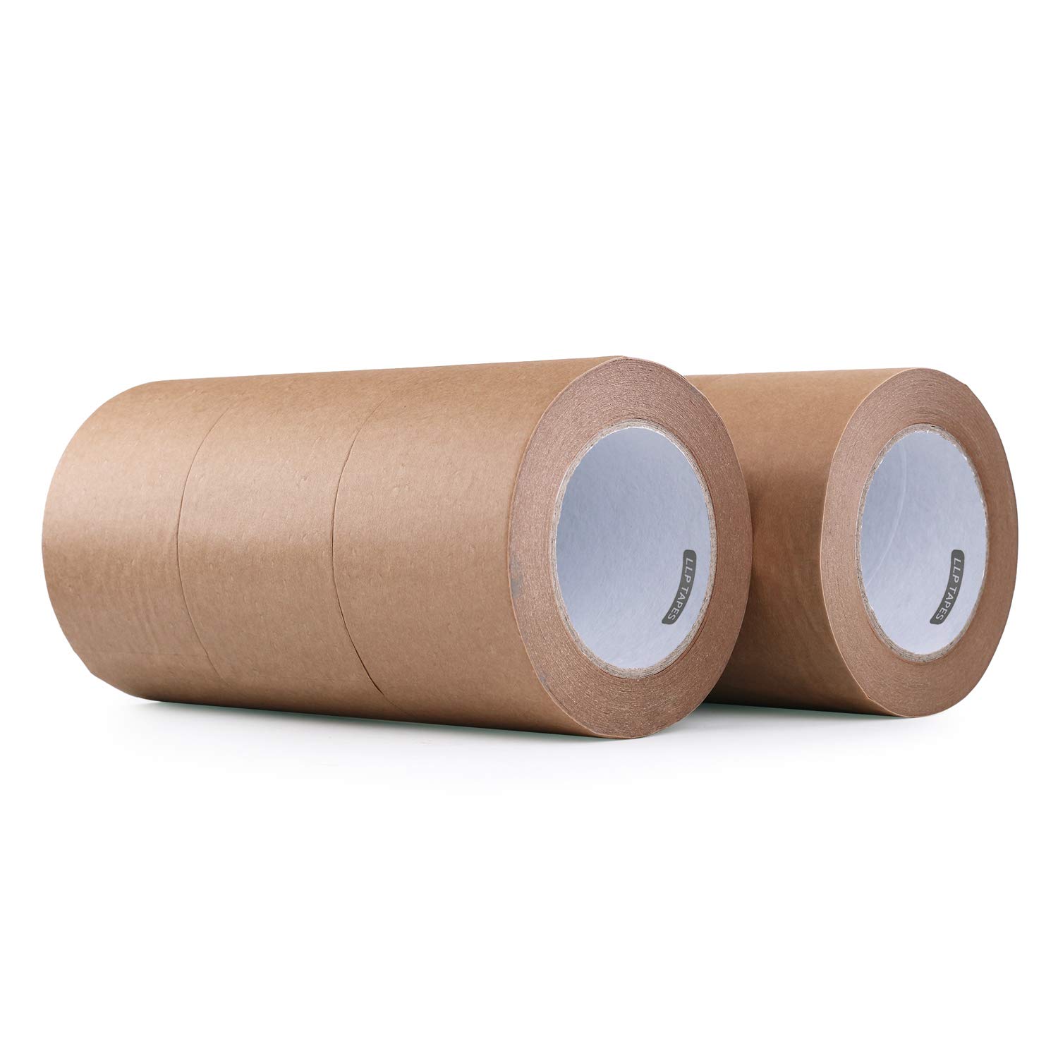 LLPT Cinta engomada de papel Kraft, 6 paquetes de cinta reciclable, grabable, desgarrable, alta resistencia a la tracción para sellado de cartón,