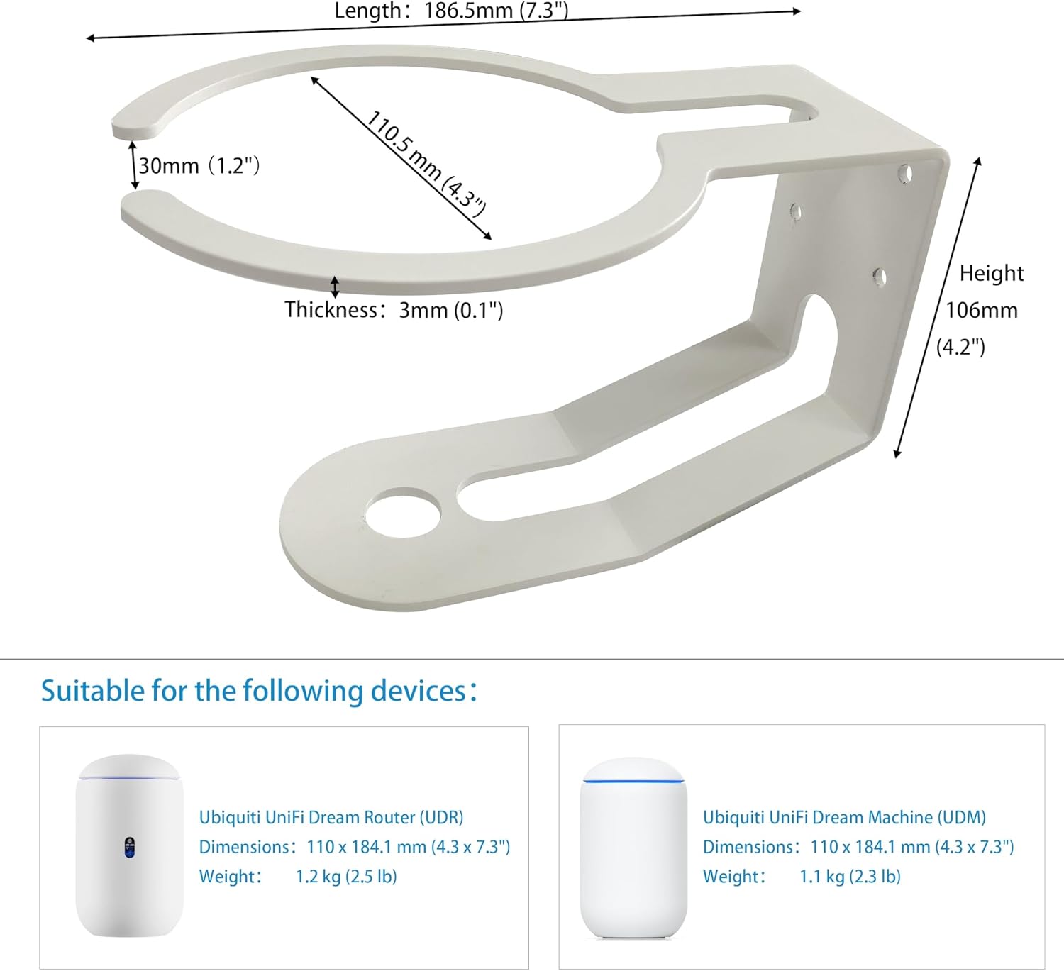 Soporte de montaje en pared personalizado para máquina UniFi Dream y enrutador UniFi Dream Router, asegurando seguridad y estabilidad – 1 unidad