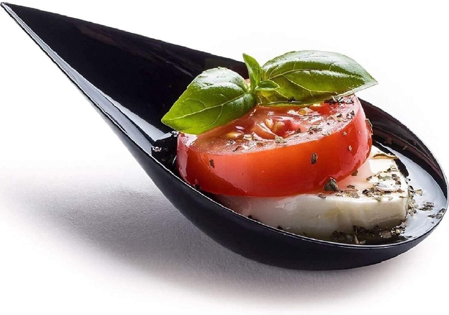 DLux 500 mini platos para aperitivos de 4 pulgadas, cucharas de plástico negro reutilizables, platos de postres y aperitivos, platos para servir,