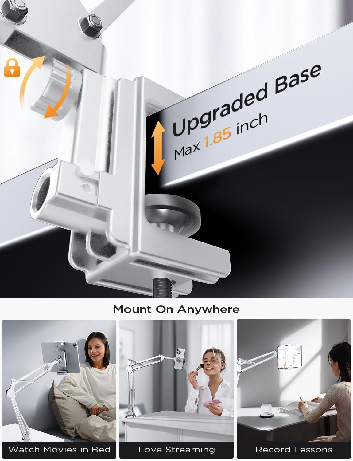 LISEN Soporte para Kindle para cama ultra duradero 2 abrazaderas ajustables Lazy Arm Soporte para tablet Soporte para teléfono de cuello de cisne