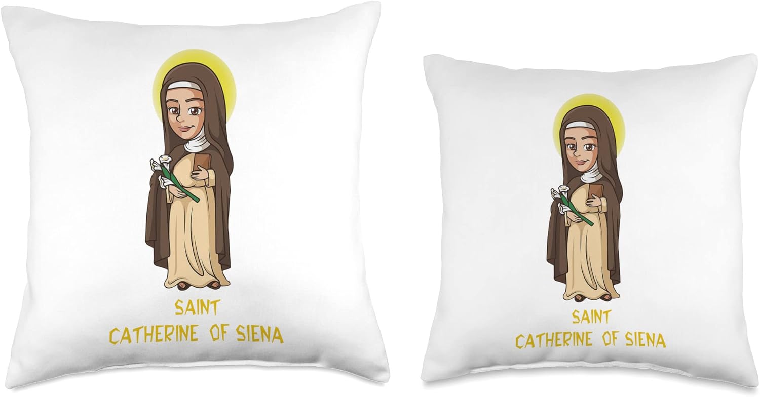 St.Catherine of Siena Catholic Purity – Almohada para niñas y adolescentes, 18 x 18 pulgadas, multicolor