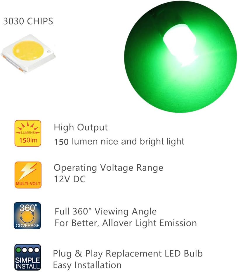 WLJH Kit de bombillas LED para Toyota Tacoma 1995-2004, color verde, para panel de instrumentos, velocímetro, tacómetro, cuentakómetro, odómetro,