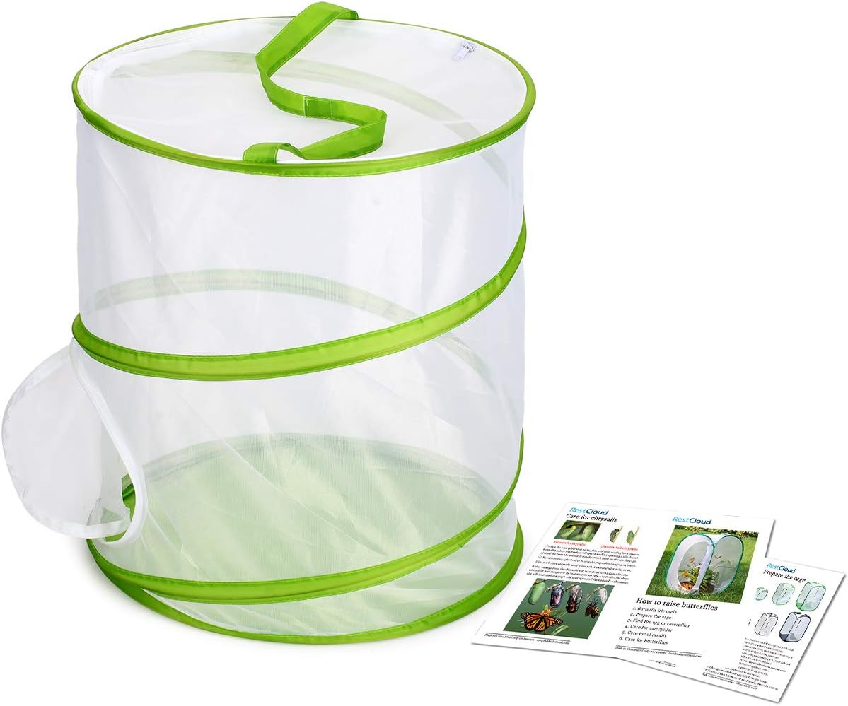 Terrario de jaula de hábitat de insectos y mariposas emergente de 12 x 14 pulgadas de alto