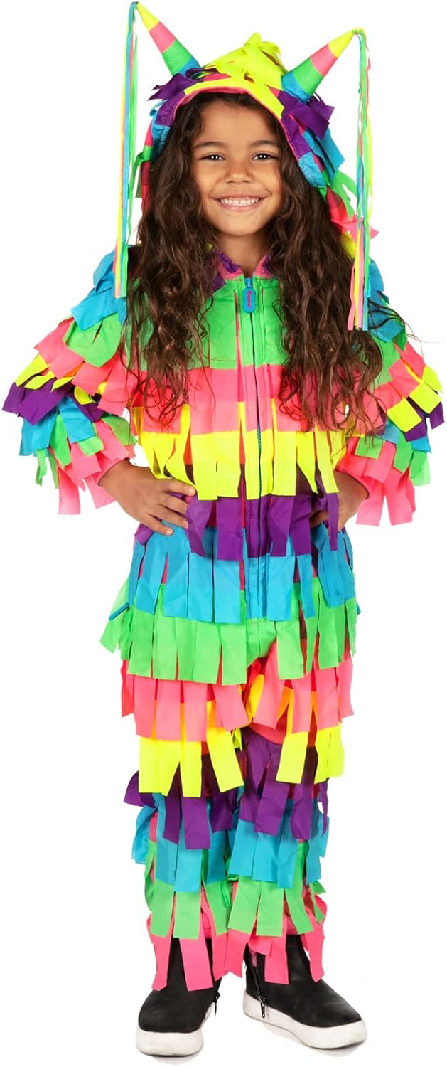 Tipsy Elves Disfraz de piñata de Halloween multicolor brillante para niños, fácil de vacaciones, talla M