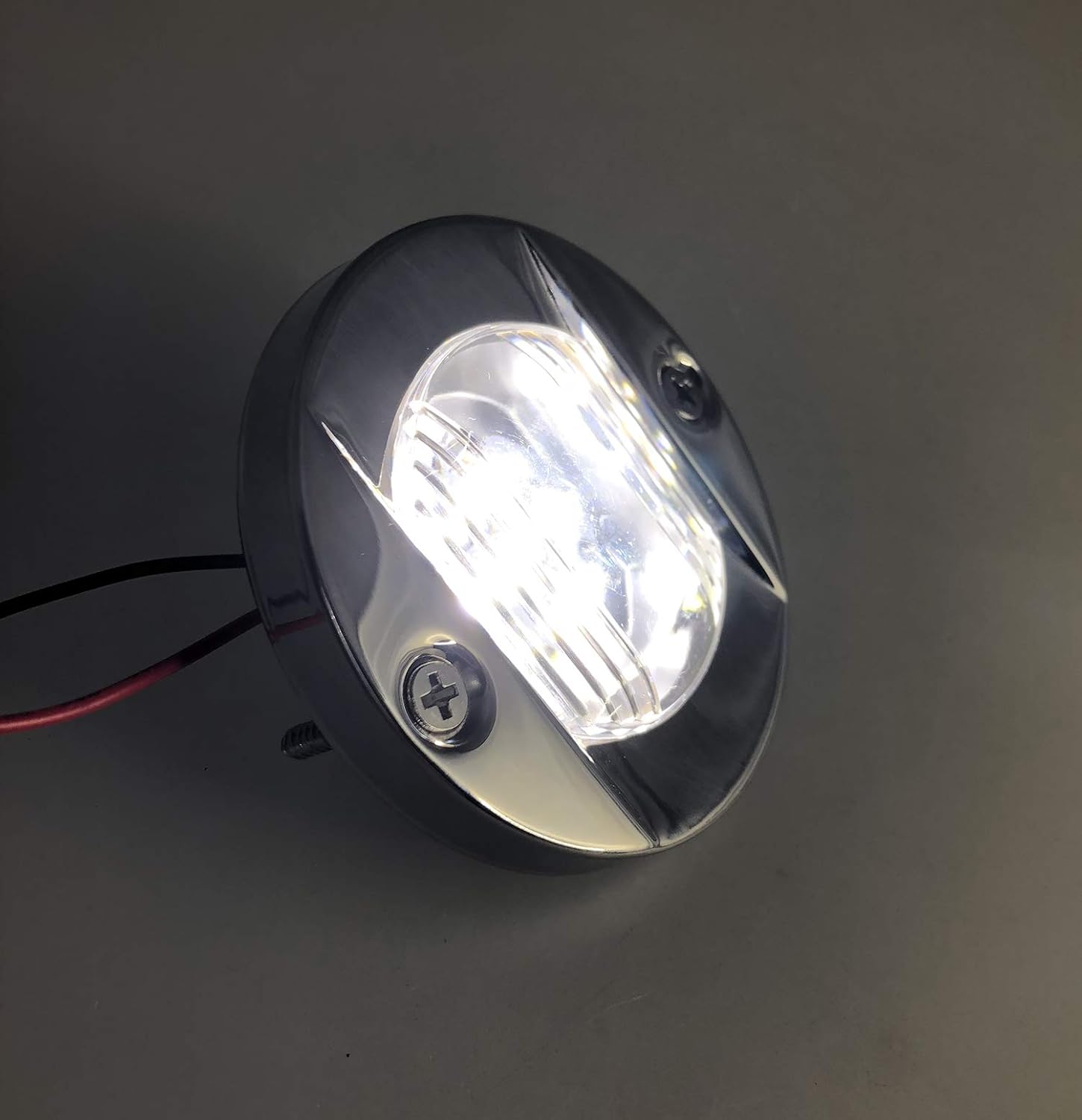 Pactrade Marine Barco 3 pulgadas redondo popa interior luz LED popa ancla luz de acero inoxidable a prueba de salpicaduras montaje empotrado para