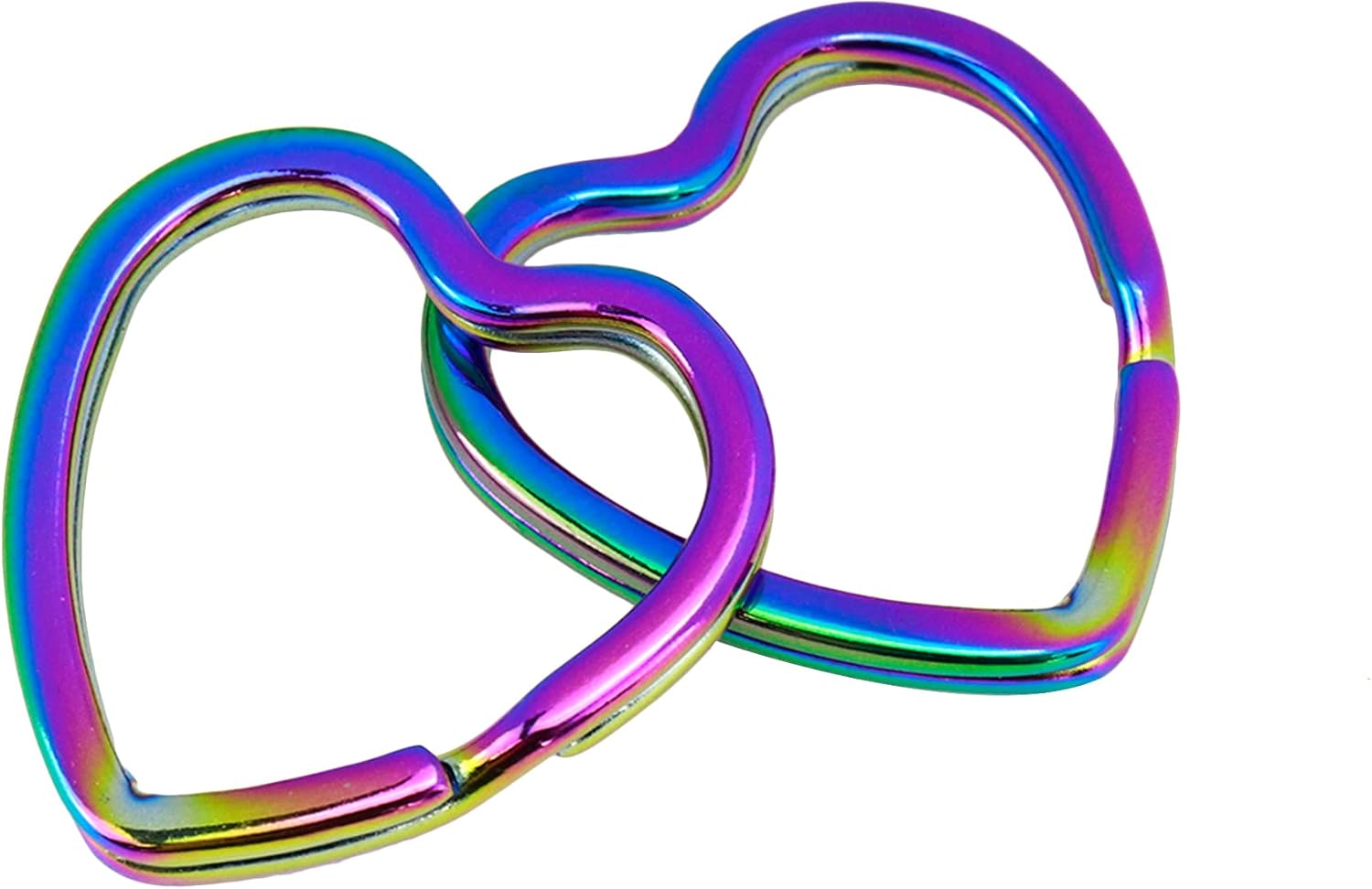 10 llaveros con forma de corazón, con forma de arco iris, anillo dividido de 0.98 pulgadas para llaveros, bolsos, bolsos, joyas