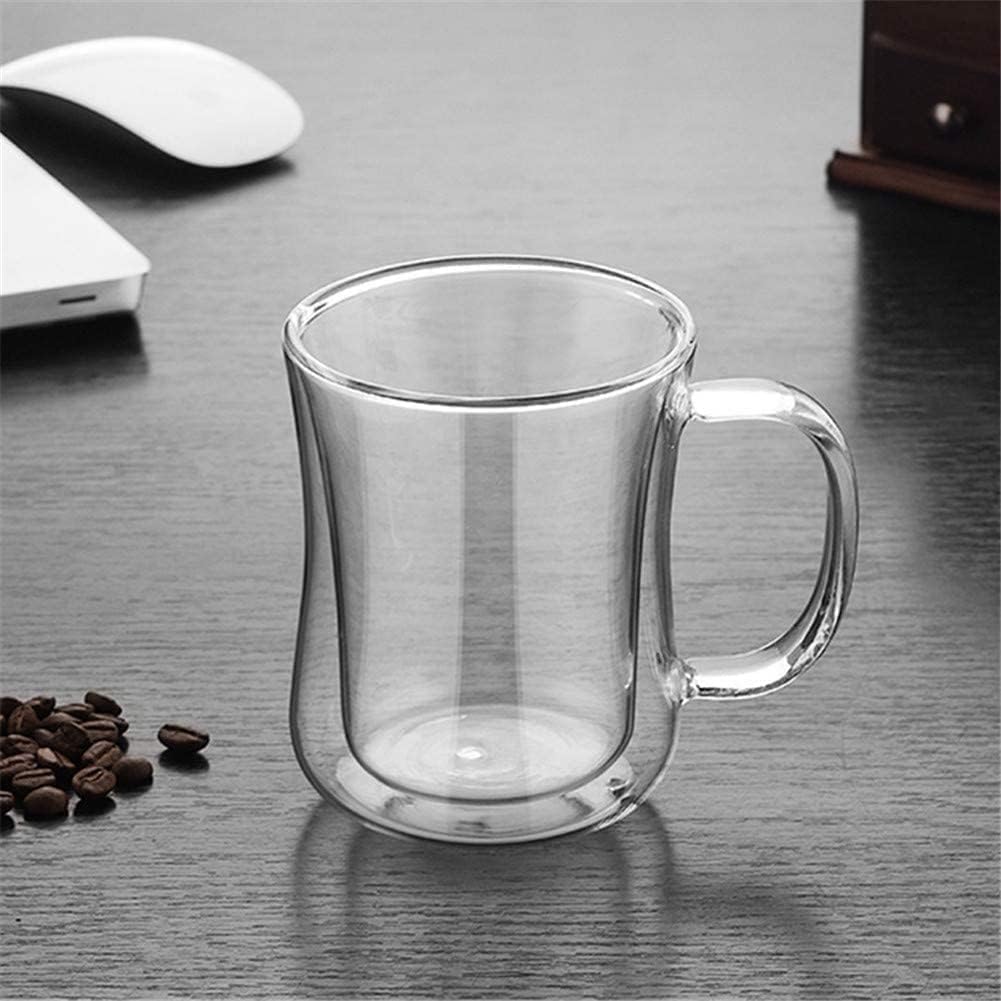QIJIAHUI Tazas de café de vidrio, capacidad de 8 onzas, 8.5 fl oz, aislamiento de doble pared, lindas tazas de café con leche para niños, café con
