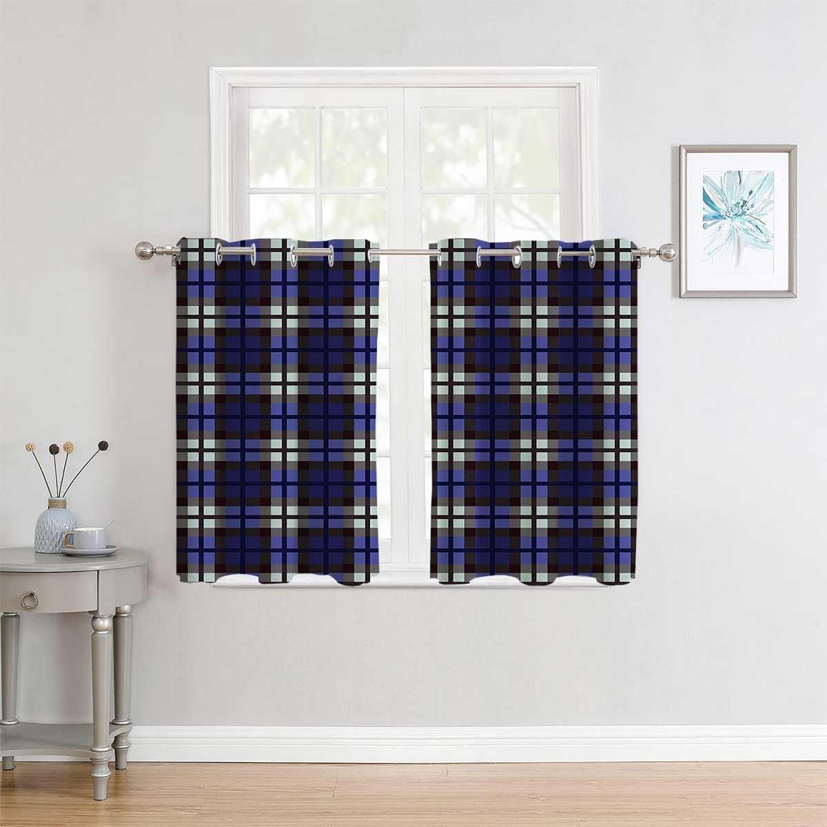 Window Curtains 2 Panel Sets Navy Blue Decor Grommet Short Divisor De Habitaciones Cortinas para Ventanas De Cuarto 55Inch Width by 55Inch Length,2