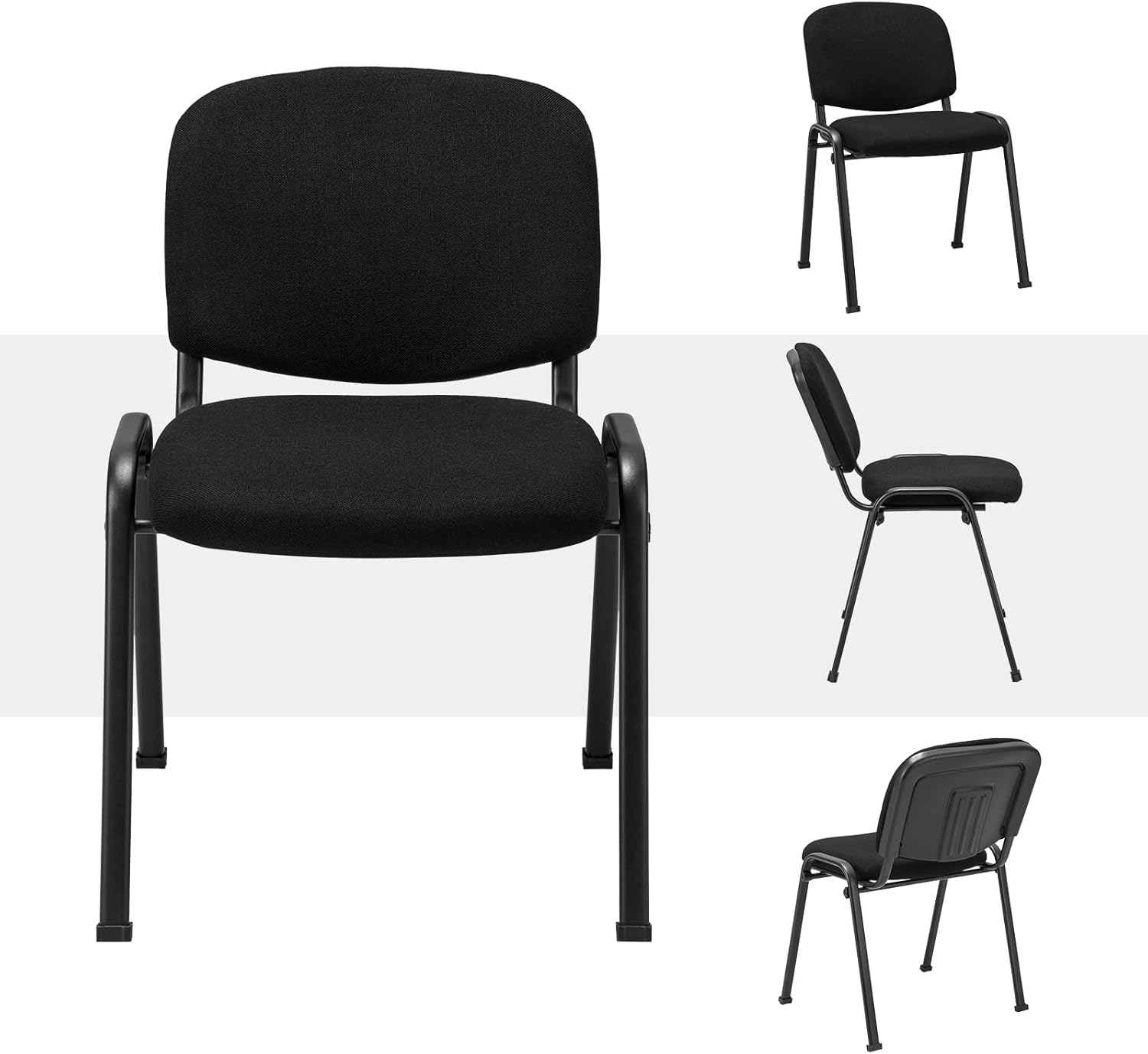 COSTWAY Juego de 5 sillas de sala de espera, sillas de conferencias apilables con asiento y respaldo tapizados, sillas ergonómicas de recepción de