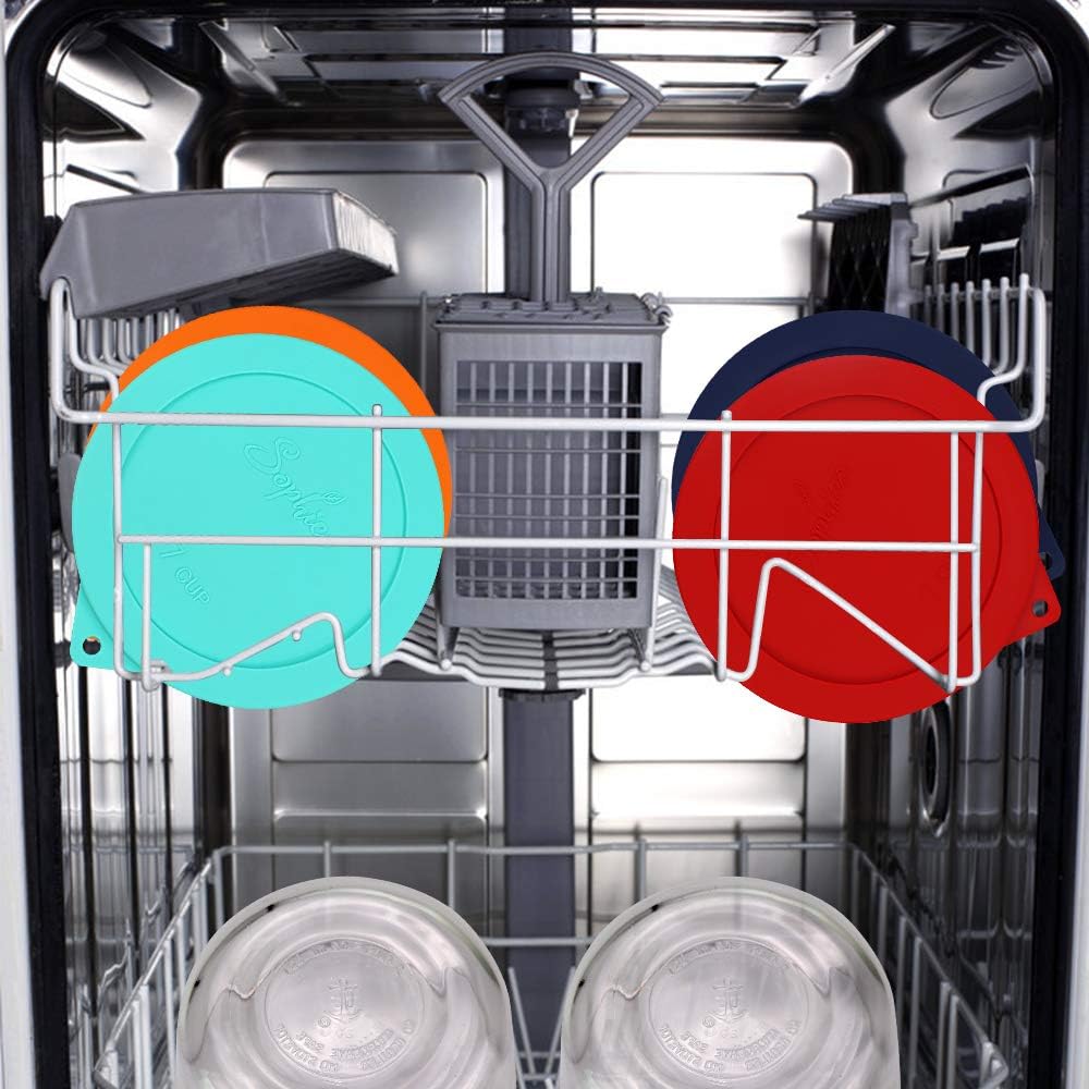 Sophico Tapas redondas de silicona de repuesto para Anchor Hocking y Pyrex 7402-PC 67 tazas de vidrio (recipiente no incluido) (azul marino, 1