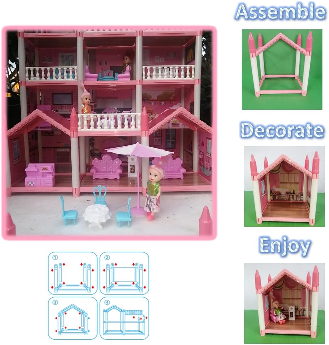 Casa Grande de Muñecas para Niñas – Casa Grande de Muñecas para Niñas – Casa Grande de Muñecas para Niñas – Increíble casa de muñecas con 14
