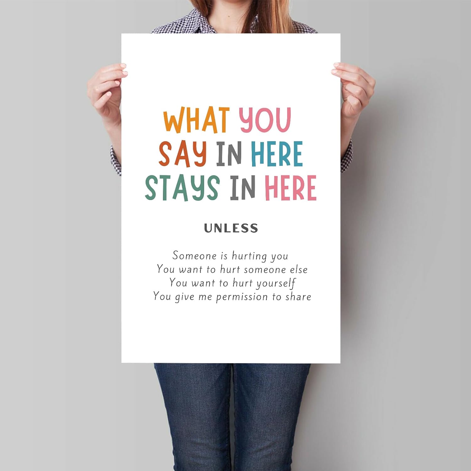 xbsifyiooa Póster de confidencialidad What You Say In Here Stays In Here, psicología de la salud mental, terapia de oficina, arte de pared,