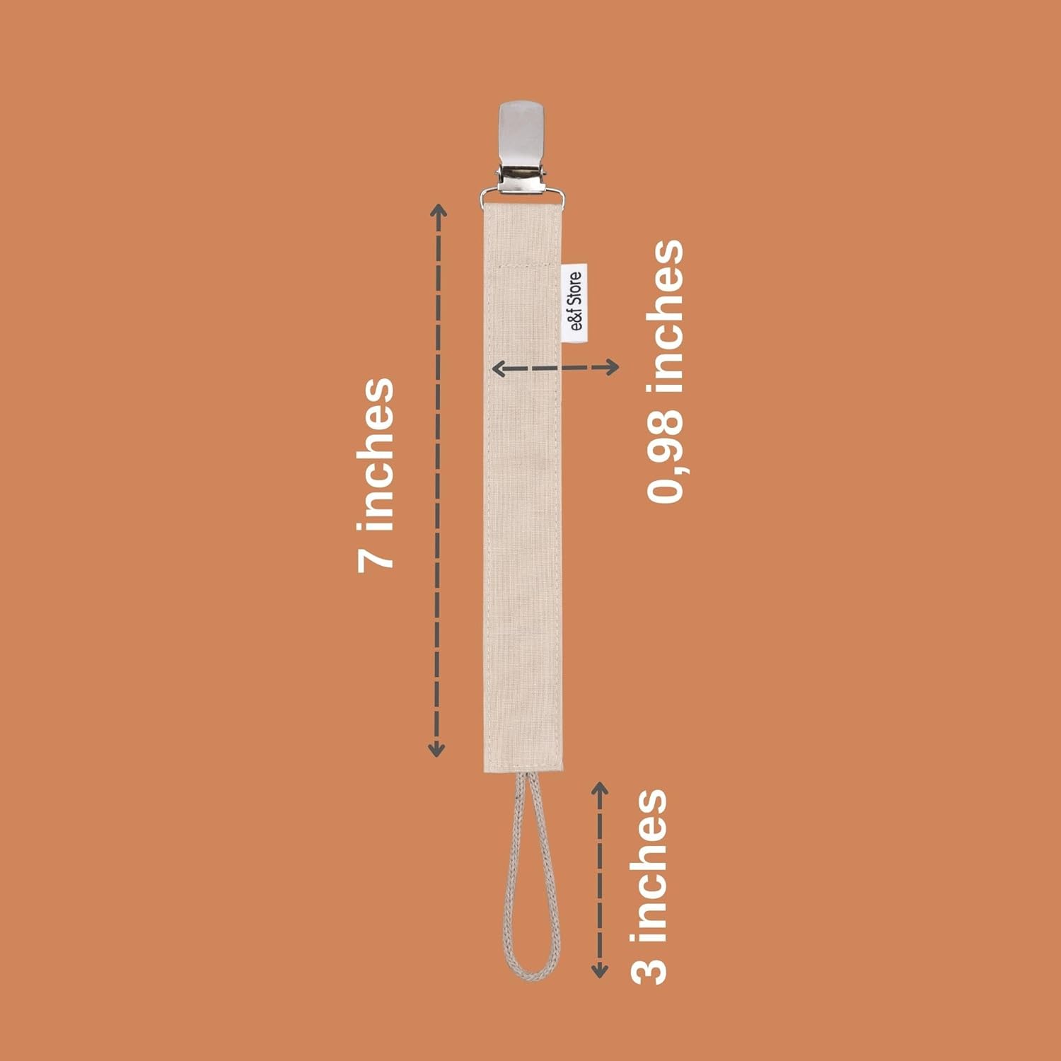 Clip para chupete de bebé, 100% algodón, hecho a mano, correa para chupete ligera y resistente a desgarros (paquete triple, beige, blanco, gris)