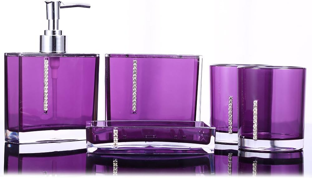 5PCSet de suministros de baño de acrílico, taza de baño, botella de cepillo de dientes, jabonera, accesorios de baño para el hogar, apartamento,