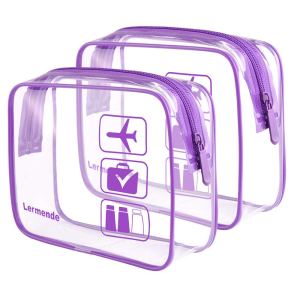 Lermende – Bolsa de aseo, 2 unidades, transparente, aprobada por la TSA, bolsa de viaje de un cuarto, tamaño 3-1-1, talla única Lermende – Bolsa de aseo, 2 unidades, transparente, aprobada por la TSA, bolsa de viaje de un cuarto, tamaño 3-1-1, talla única