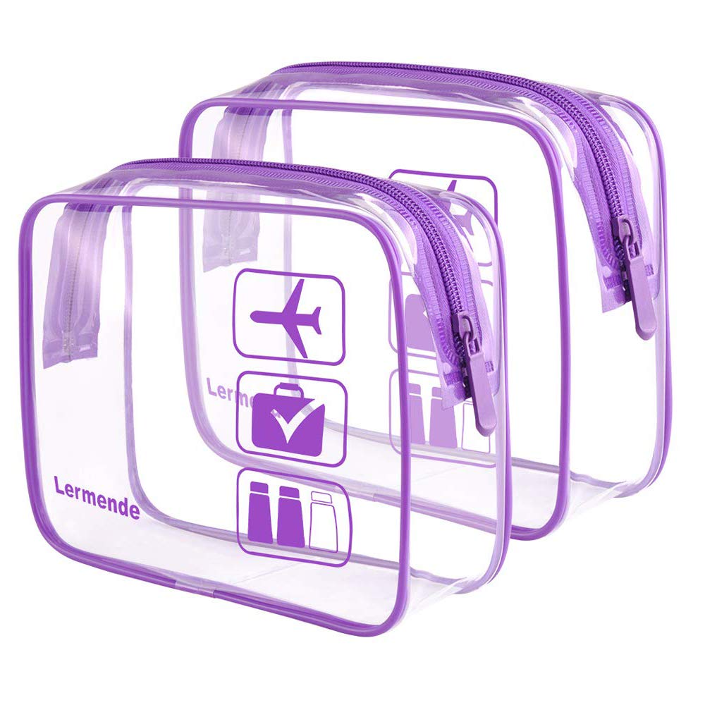 Lermende – Bolsa de aseo, 2 unidades, transparente, aprobada por la TSA, bolsa de viaje de un cuarto, tamaño 3-1-1, talla única