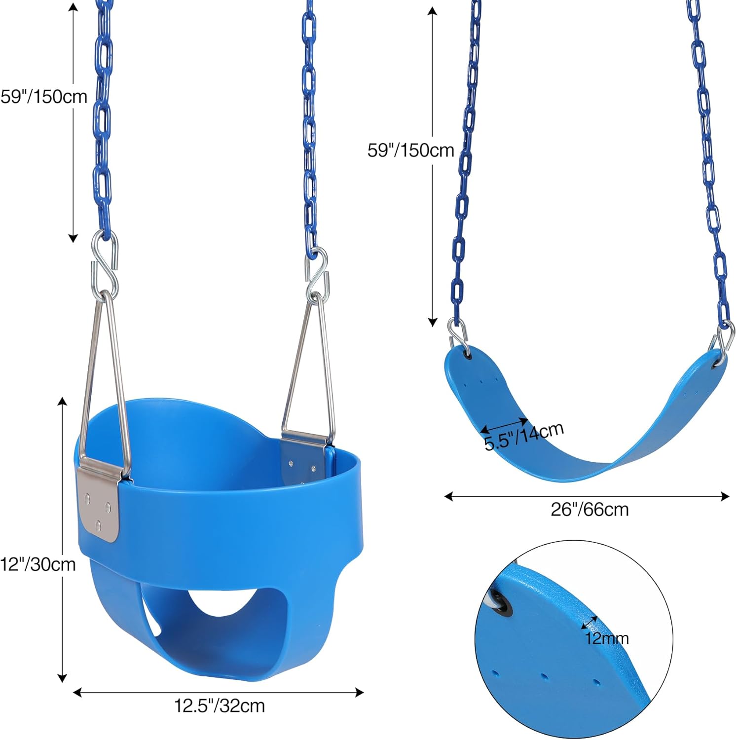 RedSwing Columpio de cubo completo de respaldo alto con asiento de columpio resistente (triángulo y cadena de inmersión), correas de árbol