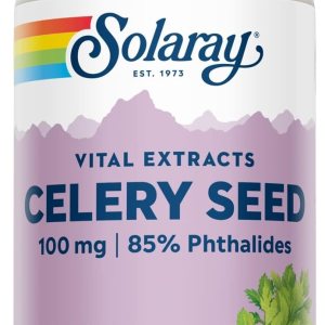 SOLARAY Extracto de semilla de apio 100 mg  85% ftaluros  Apoyo general para la salud de las articulaciones  Sin OMG, vegano  30 cápsulas vegetales SOLARAY Extracto de semilla de apio 100 mg  85% ftaluros  Apoyo general para la salud de las articulaciones  Sin OMG, vegano  30 cápsulas vegetales