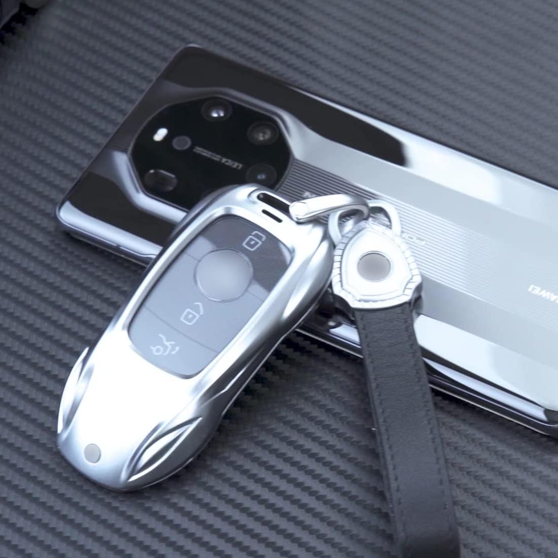 Funda de metal de aleación de zinc compatible con Mercedes Benz Clase S Clase SL Clase C C300 W206 W223 R232 2022 Protector de llave inteligente
