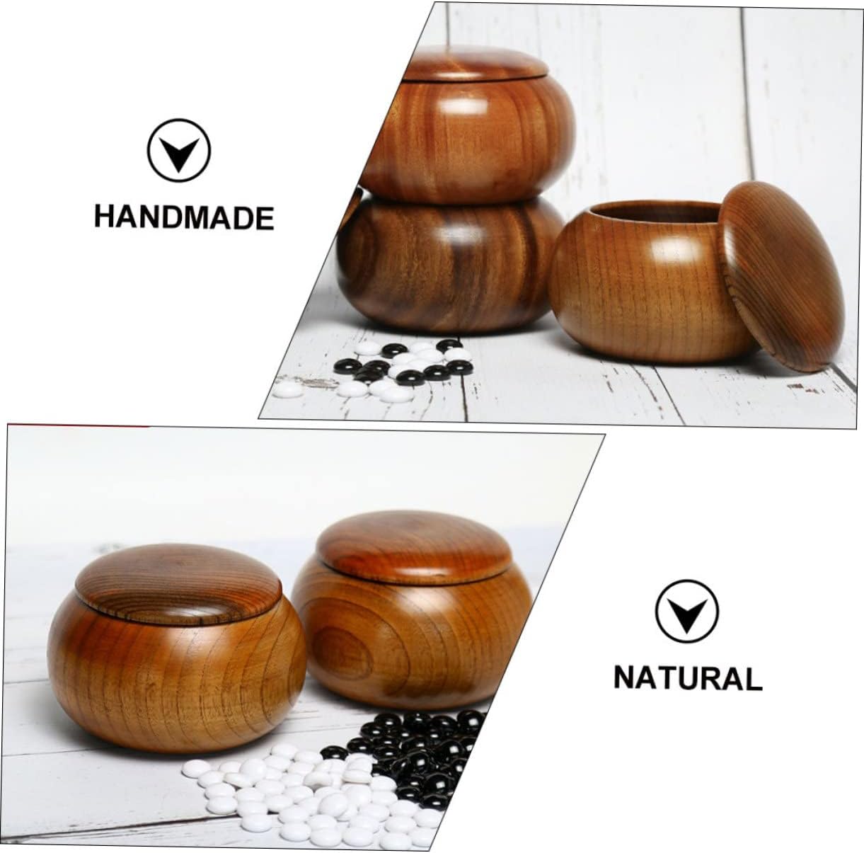 Abaodam 1pc Jujube Wood Go Jar Chess Bowl Chess Game Supply Formula Container Bamboo Storage Jar Go Game Board Jujube Bowl Wood Serving Bowl Double