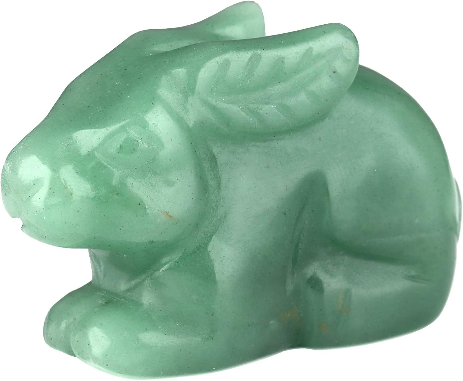 SUNYIK 2 mini estatuas de conejo de aventurina verde natural, piedra de cristal de bolsillo tallada a mano curativa para meditación de reiki y