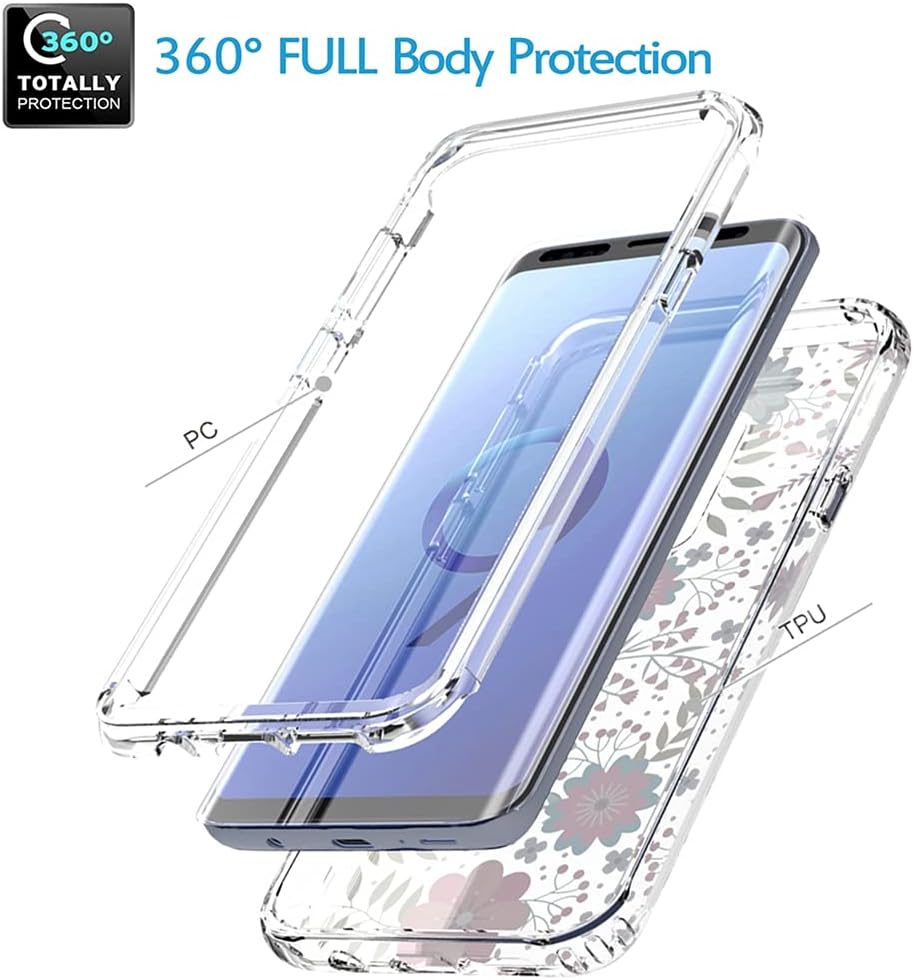 Vokuha Funda para Galaxy S9, Samsung S9 para niñas, bonita funda de TPU transparente floral a prueba de golpes para Samsung Galaxy S9 (estampados