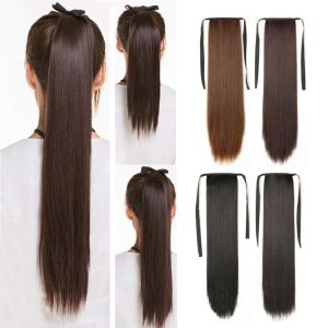 455525.6 in moda mujeres largo recto peluca cola de caballo extensión del pelo Cosplay hairpiece marrón oscuro 25.6 in 455525.6 in moda mujeres largo recto peluca cola de caballo extensión del pelo Cosplay hairpiece marrón oscuro 25.6 in