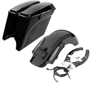 TCMT Rear Fender 5″ Stretched SaddleBag Black Latches Fit For Harley Touring Road King Electra Glide Street Glide Road Glide Ultra 2009-2013 TCMT Rear Fender 5″ Stretched SaddleBag Black Latches Fit For Harley Touring Road King Electra Glide Street Glide Road Glide Ultra 2009-2013