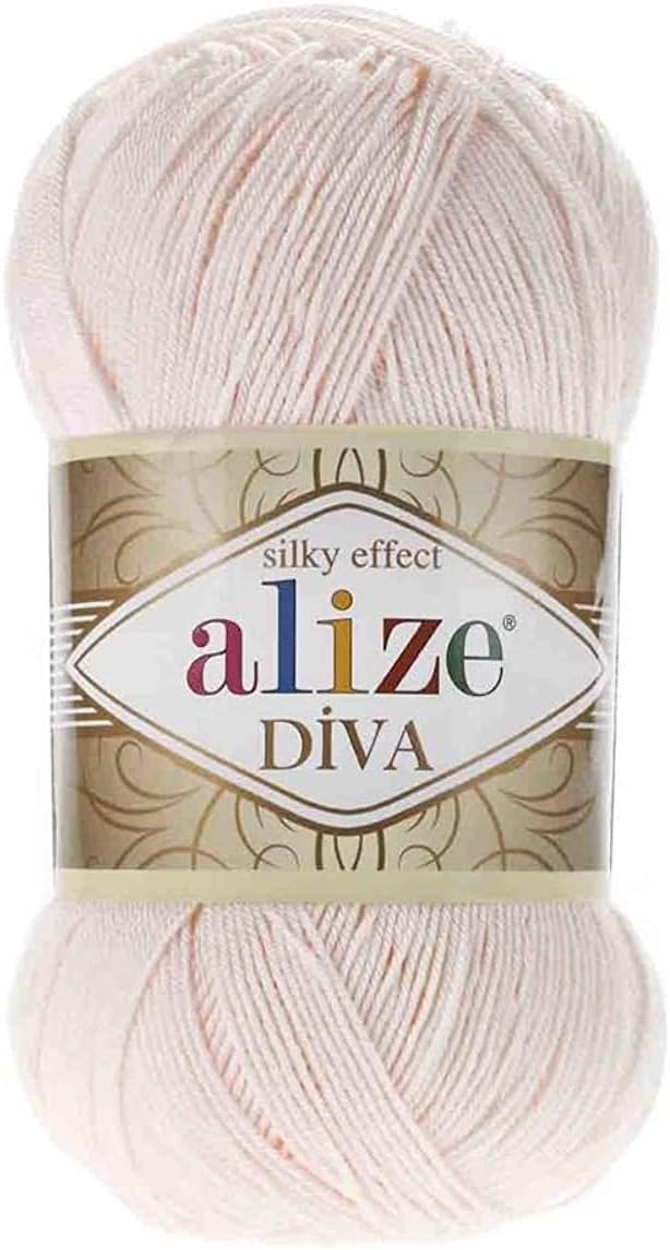 Alize Diva Silk Yarn – Hilo acrílico de microfibra para peso deportivo, hilo ligero y suave para tejer bufandas, ropa y manualidades, 1 madeja de