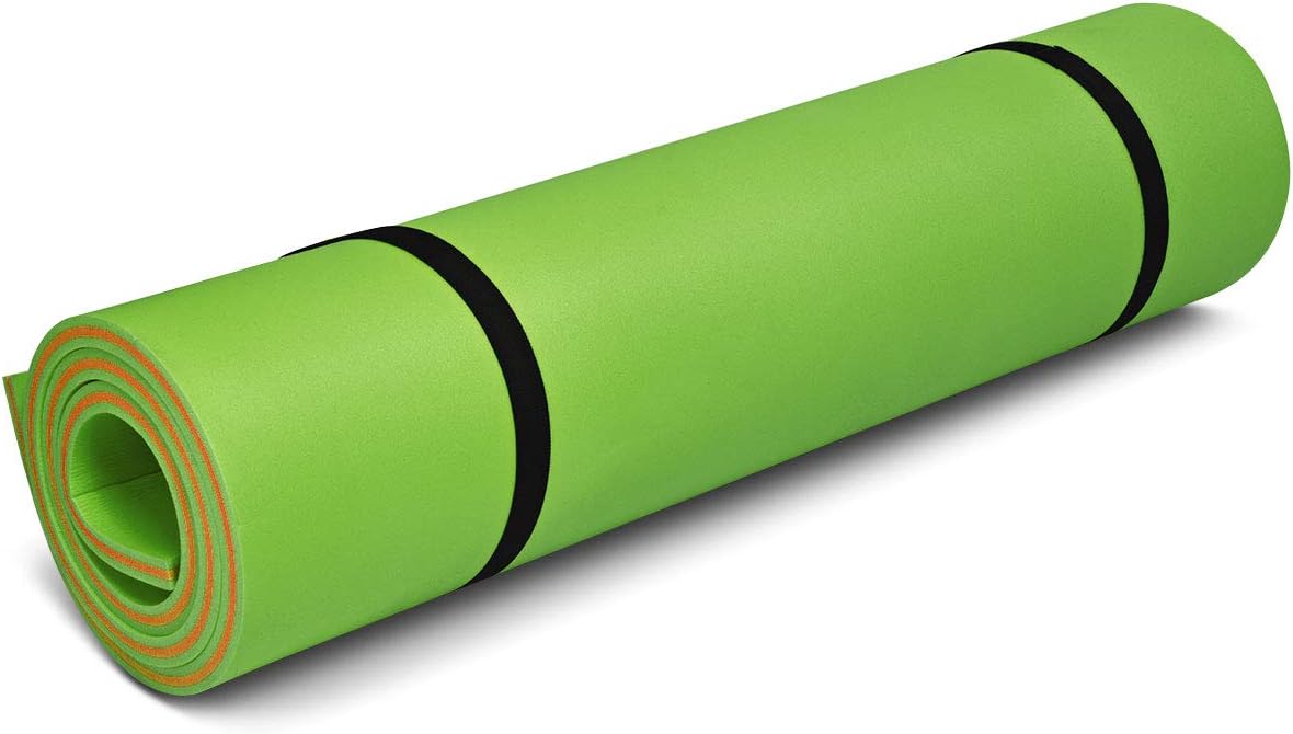 Goplus Almohadilla de agua flotante de 12 x 6 pies, alfombrilla de espuma XPE de 3 capas resistente al desgarro, con dispositivo de amarre y correas