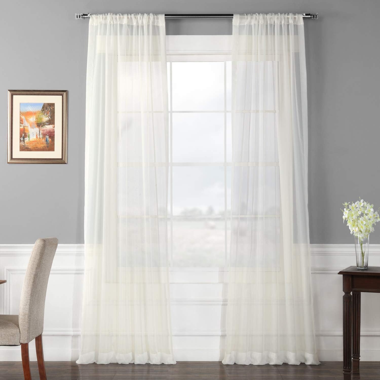 HPD Half Price Drapes SHCH-VOL3-96-PR – Par de cortinas traslúcidas de gasa de poliéster (2 paneles), 50 pulgadas de ancho x 96 pulgadas de largo,