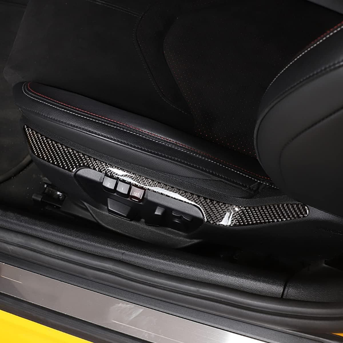 Adhesivo para interruptor de ajuste de asiento de automóvil, decoración de fibra de carbono suave real, apto para Toyota Supra GR A90 A91 MK5