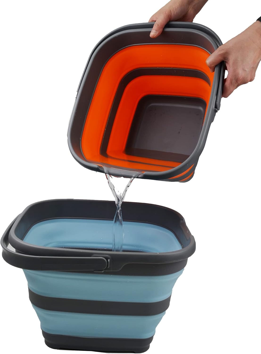 SAMMART Juego de 2 cestas rectangulares plegables de 10 litros (2.6 galones) (ángel de mar + naranja, 2)