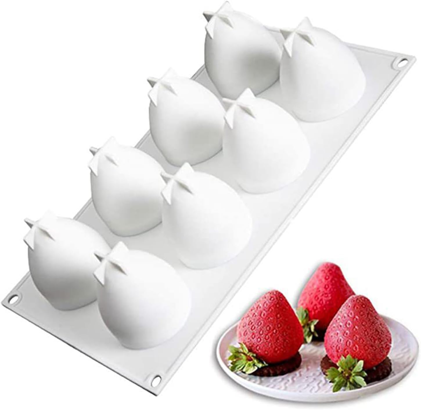 Molde de mousse de fresa,Moldes de pastel de frutas 3D,Molde de silicona para hornear para mousse casero Chocolate Candy Muffin Fondant Herramientas