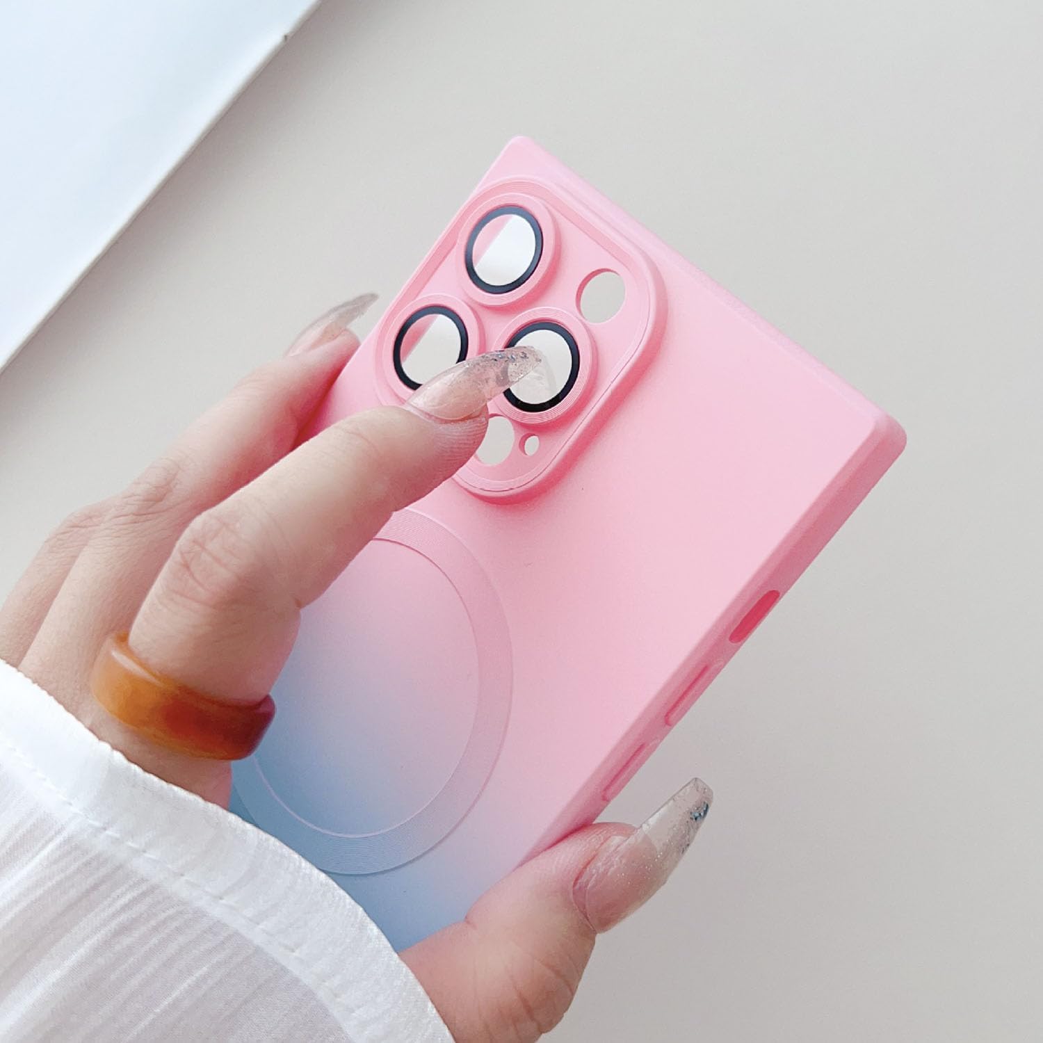 Yepda Funda cuadrada para iPhone 14 Pro, compatible con MagSafe, protector completo de lente de cámara, funda multicolor de lujo para mujeres y