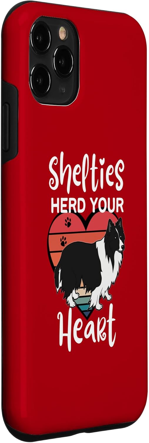 Funda para iPhone 11 Pro Shelties Herd Your Heart Black White Bi Black Sheltie Mom