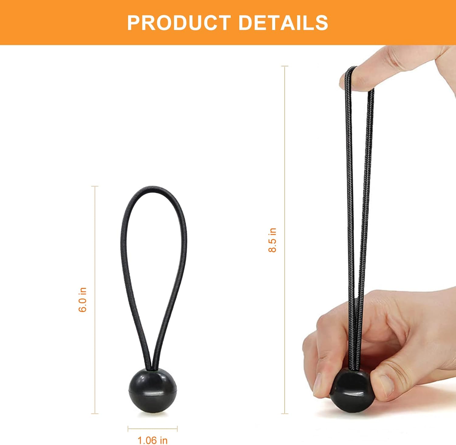 Ball Bungee Cords, Bungee Balls, Tarp Bungee with Balls, Bungee Cords Heavy Duty Outdoor and Indoor, Bungee Ball Cords for Tarp, Canopy, Tent,