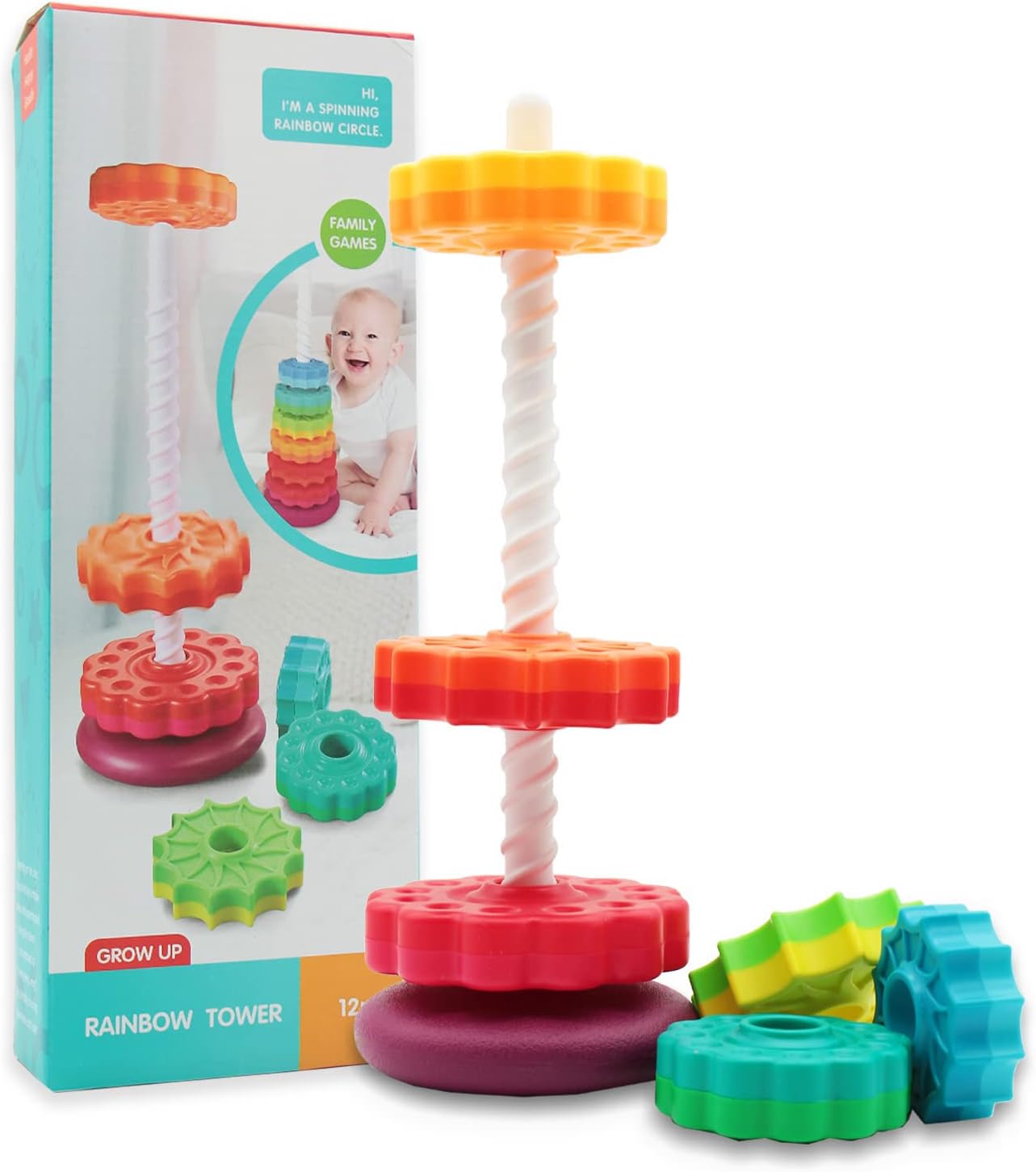 BYFWH Juguete apilable para bebés, juguete apilable prémium para niños, juguete apilable giratorio para bebés y niños pequeños, juguete educativo de