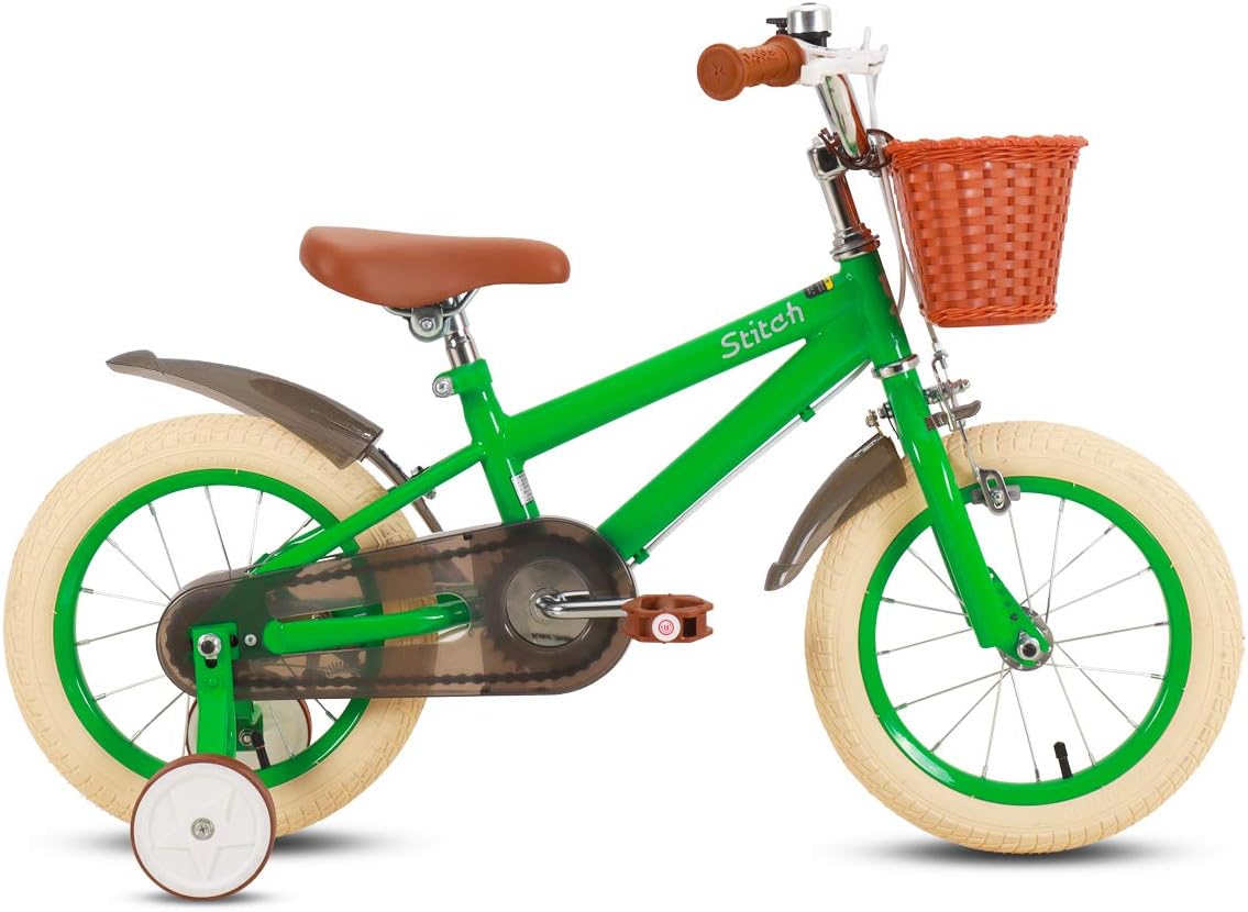 JOYSTAR Bicicleta infantil de 14 pulgadas para niñas de 3, 4 y 5 años, bicicleta con ruedas de entrenamiento y cesta para niñas de 3 a 5 años, color