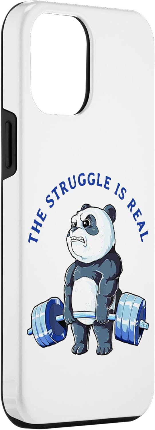 Funda divertida para iPhone 13 Pro Max con diseño de panda The Struggle is Real Bear Deadlift