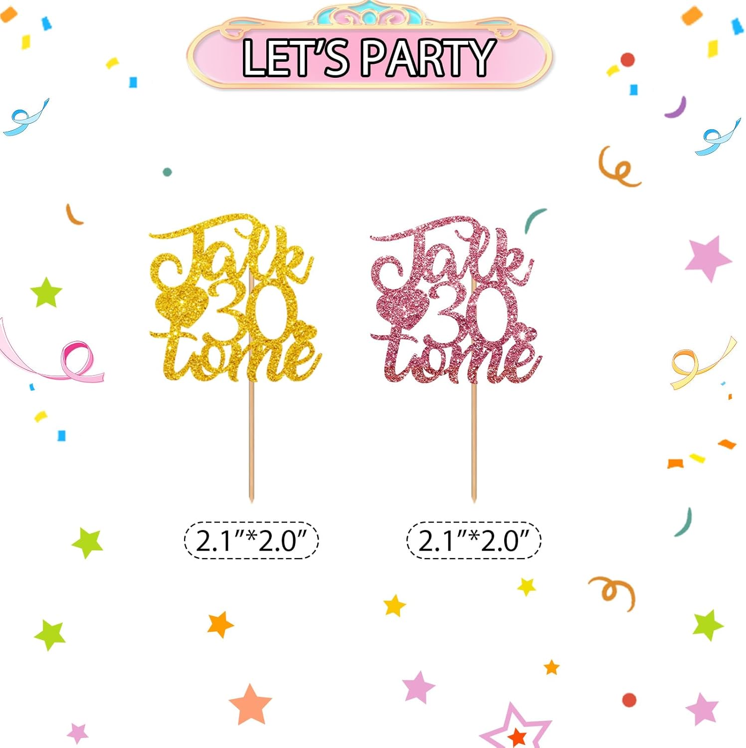 24 adornos para cupcakes de Talk 30 To Me para cumpleaños de 30 años, decoración de cupcakes de feliz cumpleaños de 30 años, decoración de pastel de