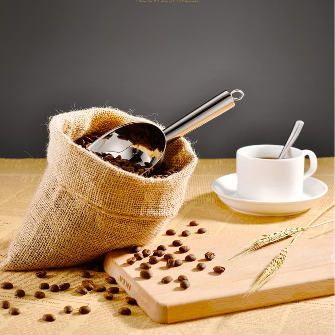 HaWare – Cuchara de hielo de 6 onzas, acero inoxidable, 2 piezas, multiusos, para cubitos de hielo, harina de café, grano, perfecto para cocina,